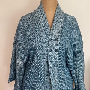 Vintage blue silk kimono large great pre owned condition